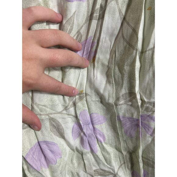 Vintage Maxi Skirt Large Green Purple Pastel Floral Elastic Waist Pull On - Picture 3 of 10